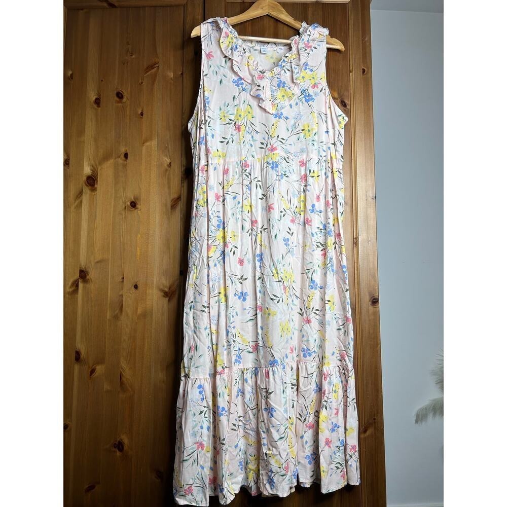 Old Navy Euro Summer Resort Romantic Babydoll Preppy Boho Maxi Dress Women's 2X - Picture 2 of 9
